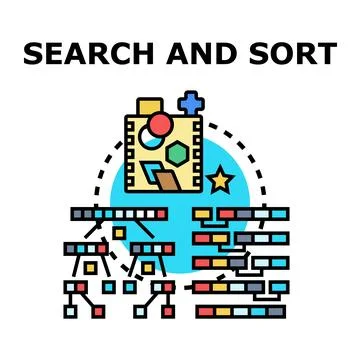 Searching and sorting data process algorithm Stockillustratie
