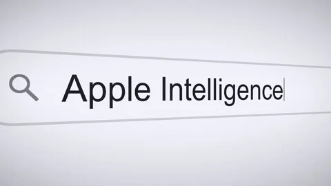 Searching Apple Intelligence on the Internet, Computer Screen Macro Stock Footage 277323516