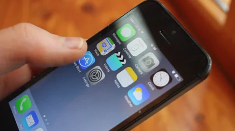 Searching for apps on the iPhone Video stock 35993261