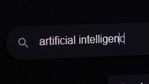 Searching Artificial Intelligence on the Internet, Computer Display Macro Stock Footage 245912891