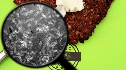Searching for bacteria in bread Illustrazione stock