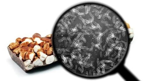 Searching for bacteria in sweets イラスト素材