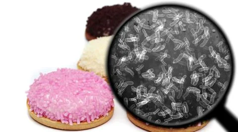 Searching for bacteria in sweets Illustrazione stock