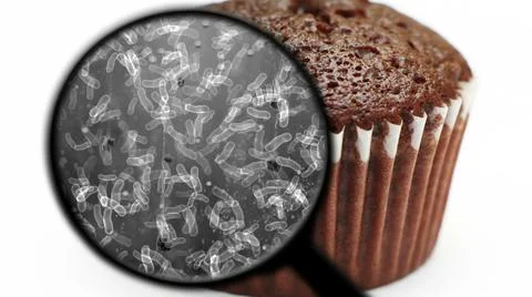 Searching for bacteria in sweets Illustrazione stock