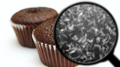 Searching for bacteria in sweets Illustrazione stock