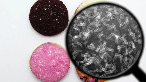 Searching for bacteria in sweets Illustrazione stock