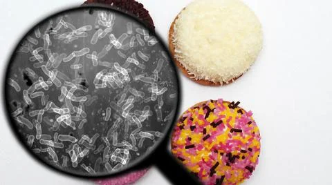 Searching for bacteria in sweets イラスト素材