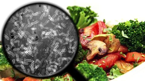 Searching for bacteria in vegetables Stock Illustration