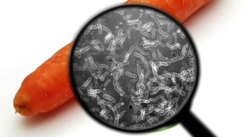 Searching for bacteria in vegetables Stock Illustration