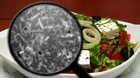 Searching for bacteria in vegetables Stock Illustration