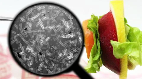 Searching for bacteria in vegetables Stock Illustration