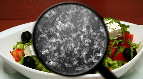 Searching for bacteria in vegetables Stock Illustration