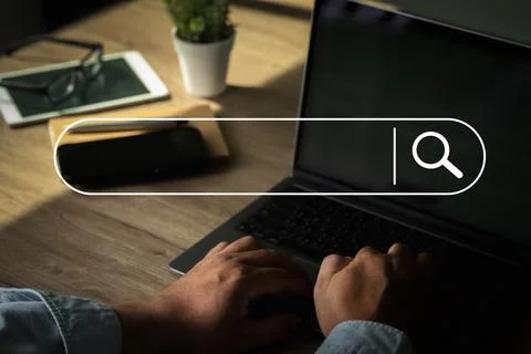 Searching Browsing Internet Data  on computer Search Engine Optimization se.. Foto stock