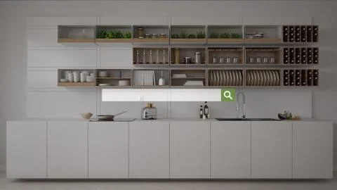 Searching, browsing, Internet data information, over minimalist white and woo Illustrazione stock