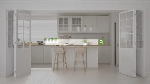 Searching, browsing, Internet data information, over minimalist white and woo Stock Illustration