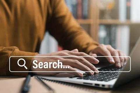 Searching Browsing Internet Data Information with blank search bar.business.. 스톡 사진