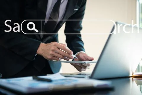 Searching Browsing Internet Data Information Networking Concept. two busine.. Stock Photos