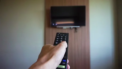 Searching channel using remote control. Video stock 133753053