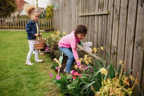 Searching for Chocolate Easter Eggs Fotos Stock