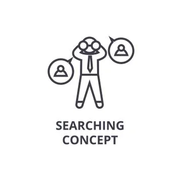 Searching concept thin line icon, sign, symbol, illustation, linear concept Stock Illustration
