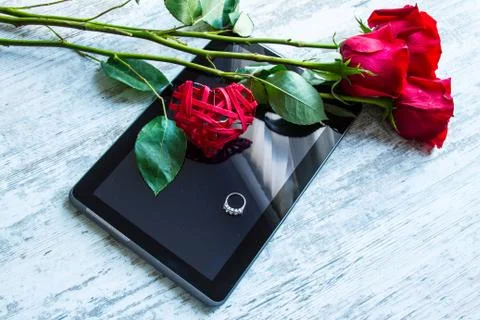 Searching for a date on line. Stock Photos