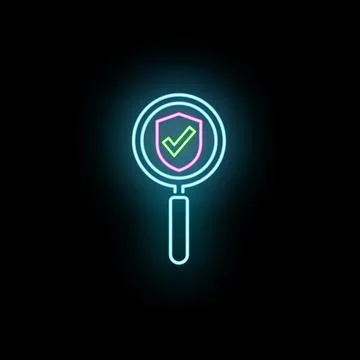 Searching for digital security shield with check mark icon Stock Illustration