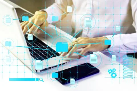 Searching for document information and linking business information.,Collecti 写真素材