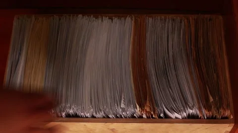 Searching document information in the database catalog file system in library Stock Footage 49642711