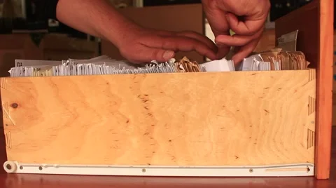 Searching document information in the database catalog file system in library Stock Footage 49642744