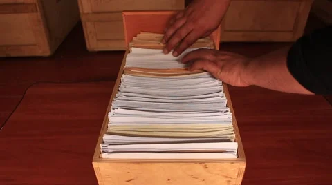 Searching document information in the database catalog file system in library Stock Footage 49642748