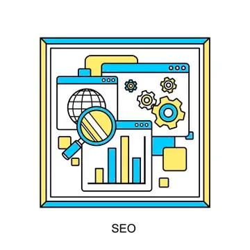 Searching engine optimization process Illustrazione stock