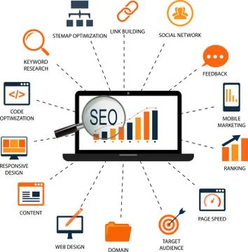 Searching Engine Optimizing SEO Concept Stock Illustration
