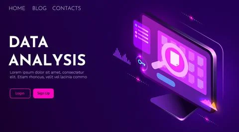 Searching file or data analysis on computer monitor. Modern futuristic Stock Illustration