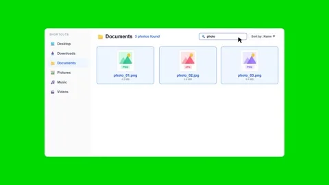 Searching for files in a digital explorer window on green screen. 4K Stock Footage 341694822