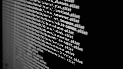 Searching Files on Large Database on Screen Black Background Stock Footage 158863985