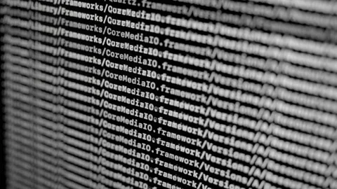 Searching Files on Large Database on Screen Black Background Video stock 158863991