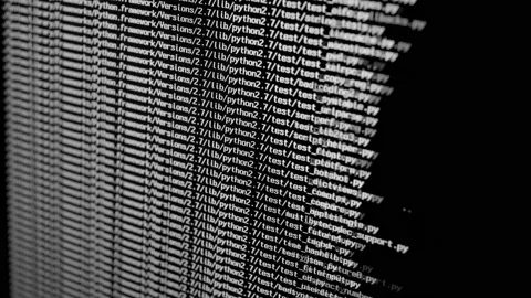 Searching Files on Large Database on Screen Black Background Video stock 158864829