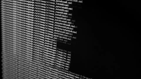 Searching Files on Large Database on Screen Black Background Video stock 158864858