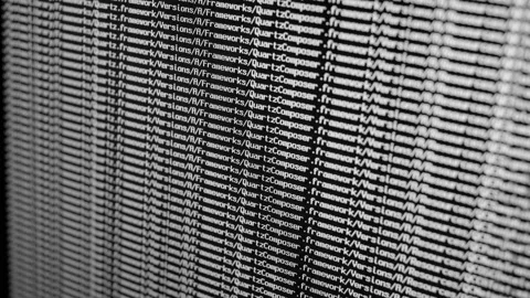 Searching Files on Large Database on Screen Black Background Video stock 158865041