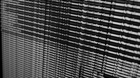 Searching Files on Large Database on Screen Black Background Video stock 158865081