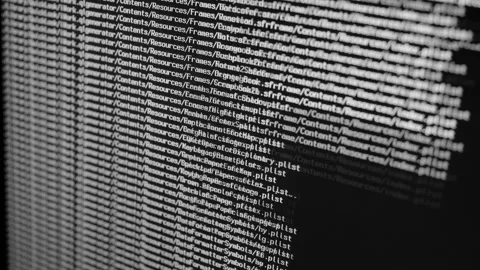 Searching Files on Large Database on Screen Black Background Video stock 158865144