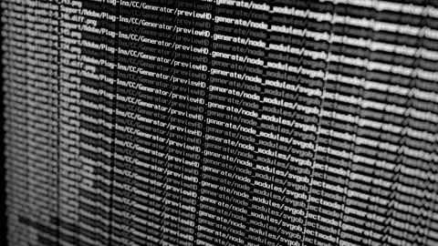 Searching Files on Large Database on Screen Black Background Video stock 158865195