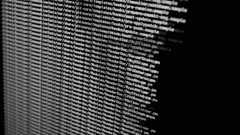 Searching Files on Large Database on Screen Black Background Video stock 158865246