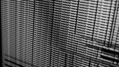 Searching Files on Large Database on Screen Black Background Stock Footage 158865251