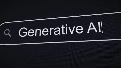 Searching Generative AI on the Internet, Computer Screen Macro Stockfoto's