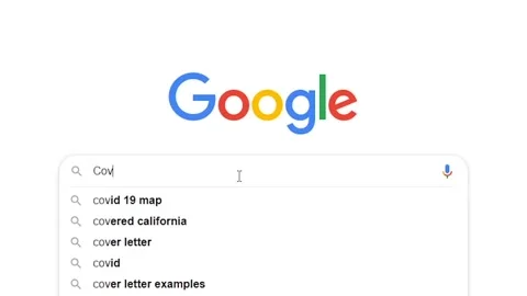 Searching in Google t about the Covid-19 symptoms. Google search engine. Stock Footage 143953671