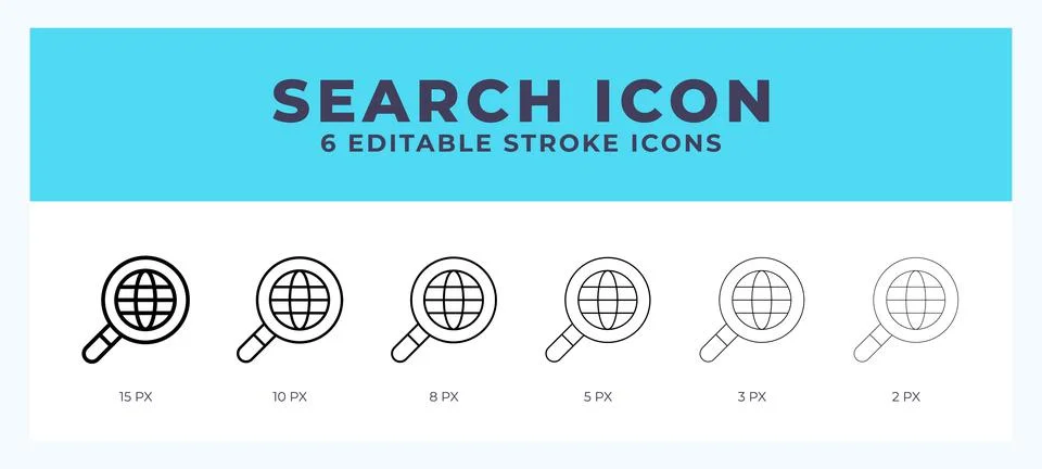 Searching icon vector for web. And mobile app. Editable stroke outline icon. Stock Illustration
