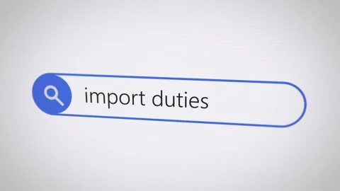 Searching import duties term in search engine on web browser Stock Footage 302484700