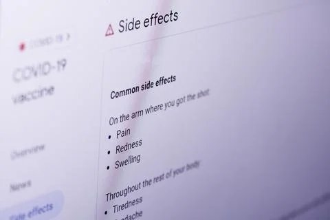 Searching information about side effects of covid-19 vaccines Stock Photos