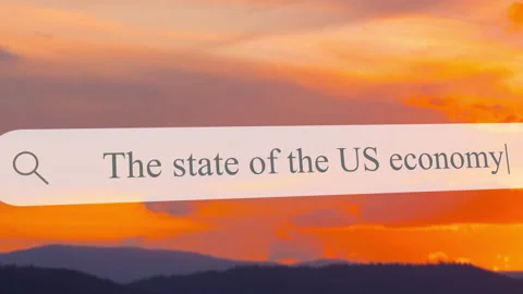 Searching for information about the state of the US economy on a web browser Stock Footage 346708624